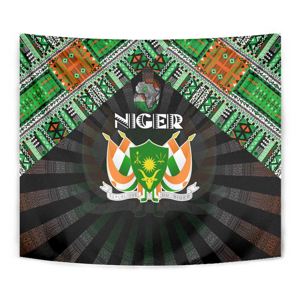 Niger Roots Tapestry African Map in Fingerprint and Tribal Colors