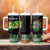 Niger Roots Tumbler With Handle African Map in Fingerprint and Tribal Colors