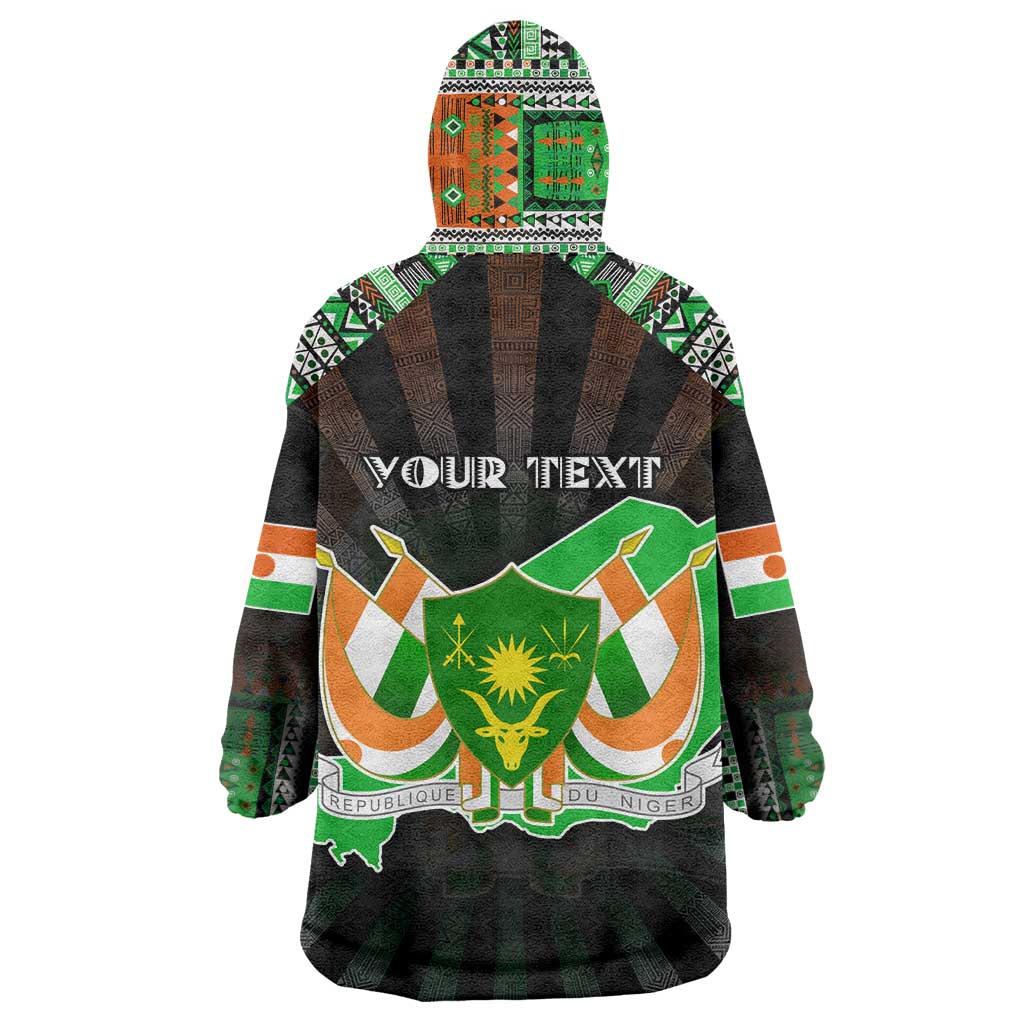 Personalized Niger Roots Wearable Blanket Hoodie African Map in Fingerprint and Tribal Colors