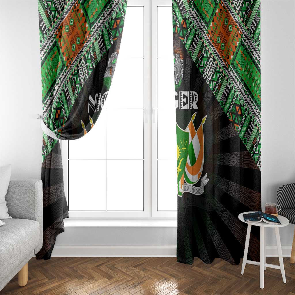 Niger Roots Window Curtain African Map in Fingerprint and Tribal Colors