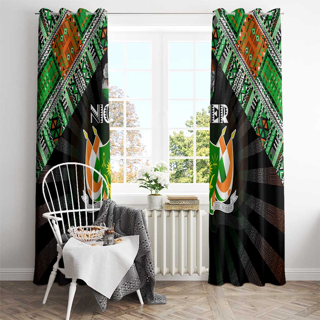 Niger Roots Window Curtain African Map in Fingerprint and Tribal Colors