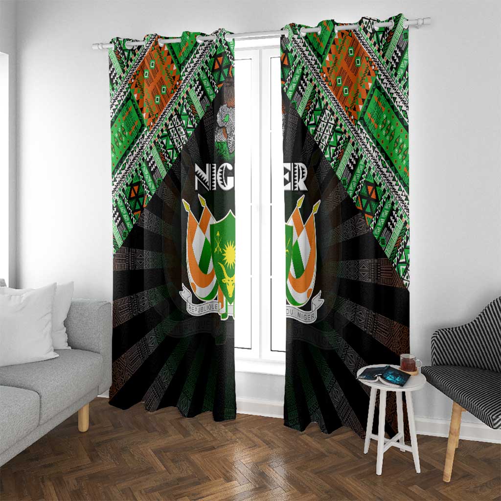 Niger Roots Window Curtain African Map in Fingerprint and Tribal Colors