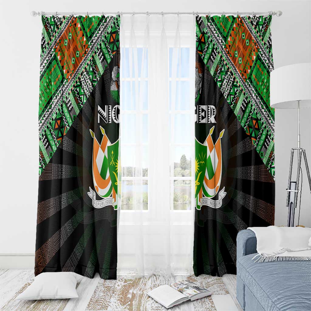 Niger Roots Window Curtain African Map in Fingerprint and Tribal Colors