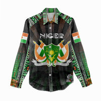 Personalized Niger Roots Women Casual Shirt African Map in Fingerprint and Tribal Colors