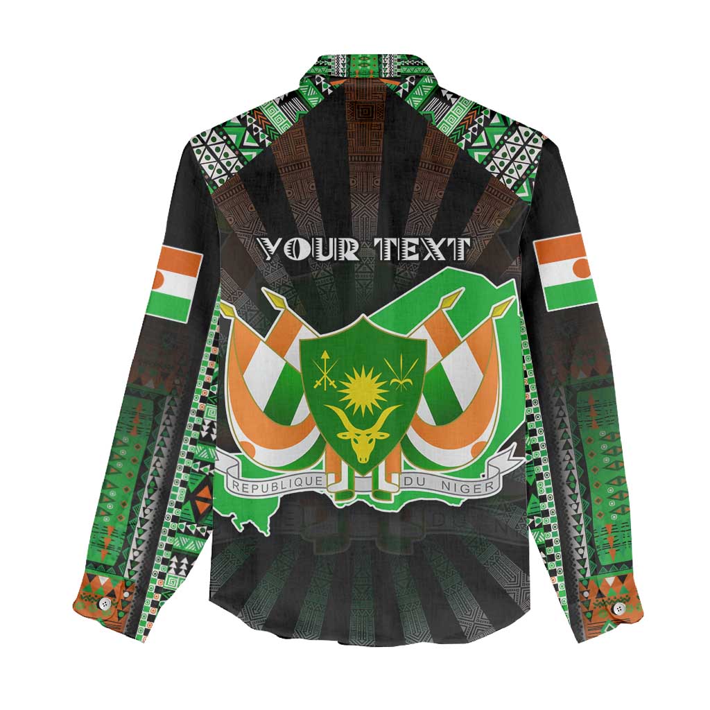 Personalized Niger Roots Women Casual Shirt African Map in Fingerprint and Tribal Colors