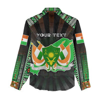 Personalized Niger Roots Women Casual Shirt African Map in Fingerprint and Tribal Colors