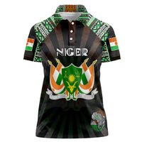 Personalized Niger Roots Women Polo Shirt African Map in Fingerprint and Tribal Colors