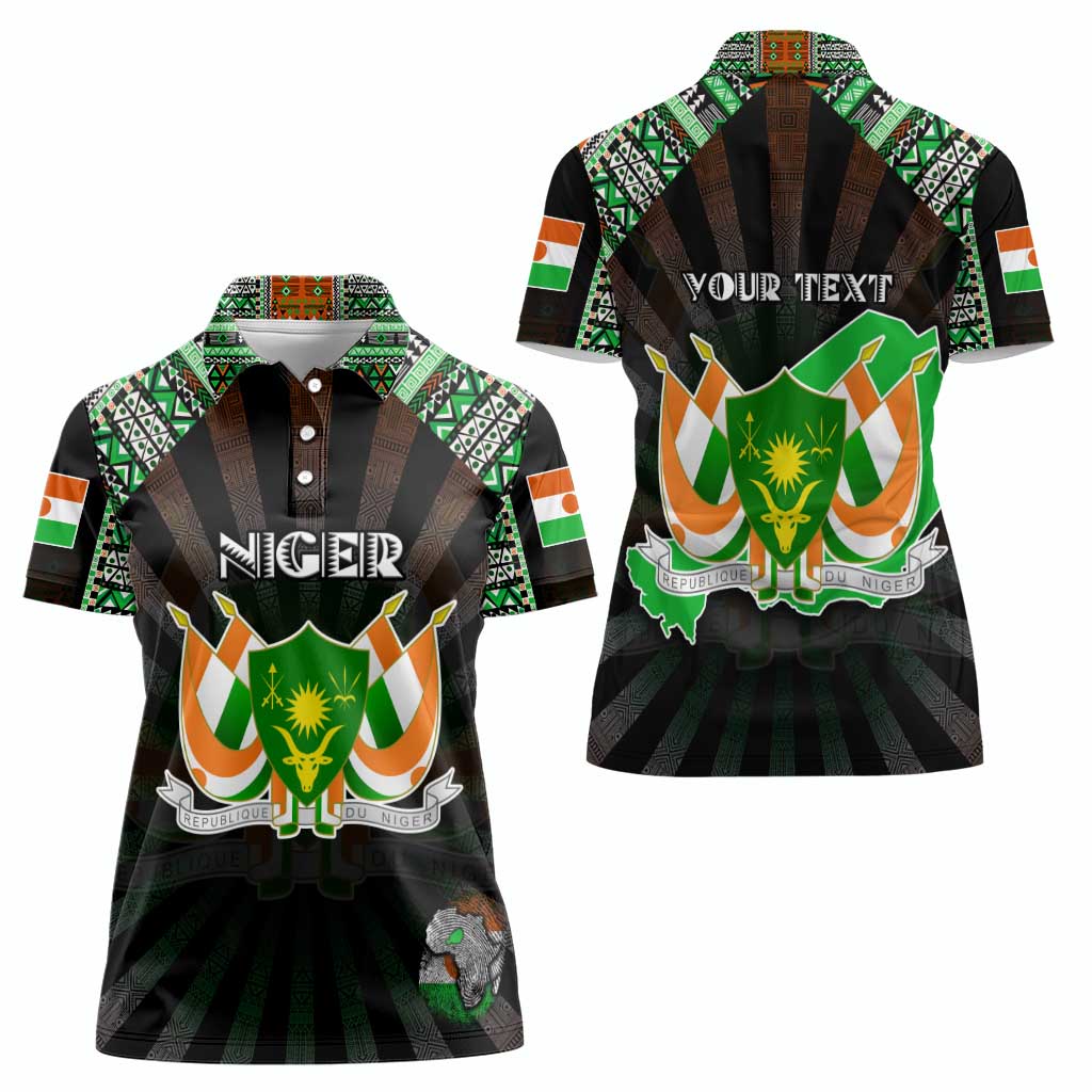 Personalized Niger Roots Women Polo Shirt African Map in Fingerprint and Tribal Colors