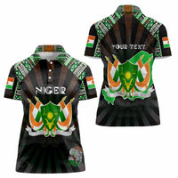Personalized Niger Roots Women Polo Shirt African Map in Fingerprint and Tribal Colors