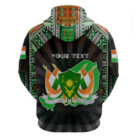 Personalized Niger Roots Zip Hoodie African Map in Fingerprint and Tribal Colors