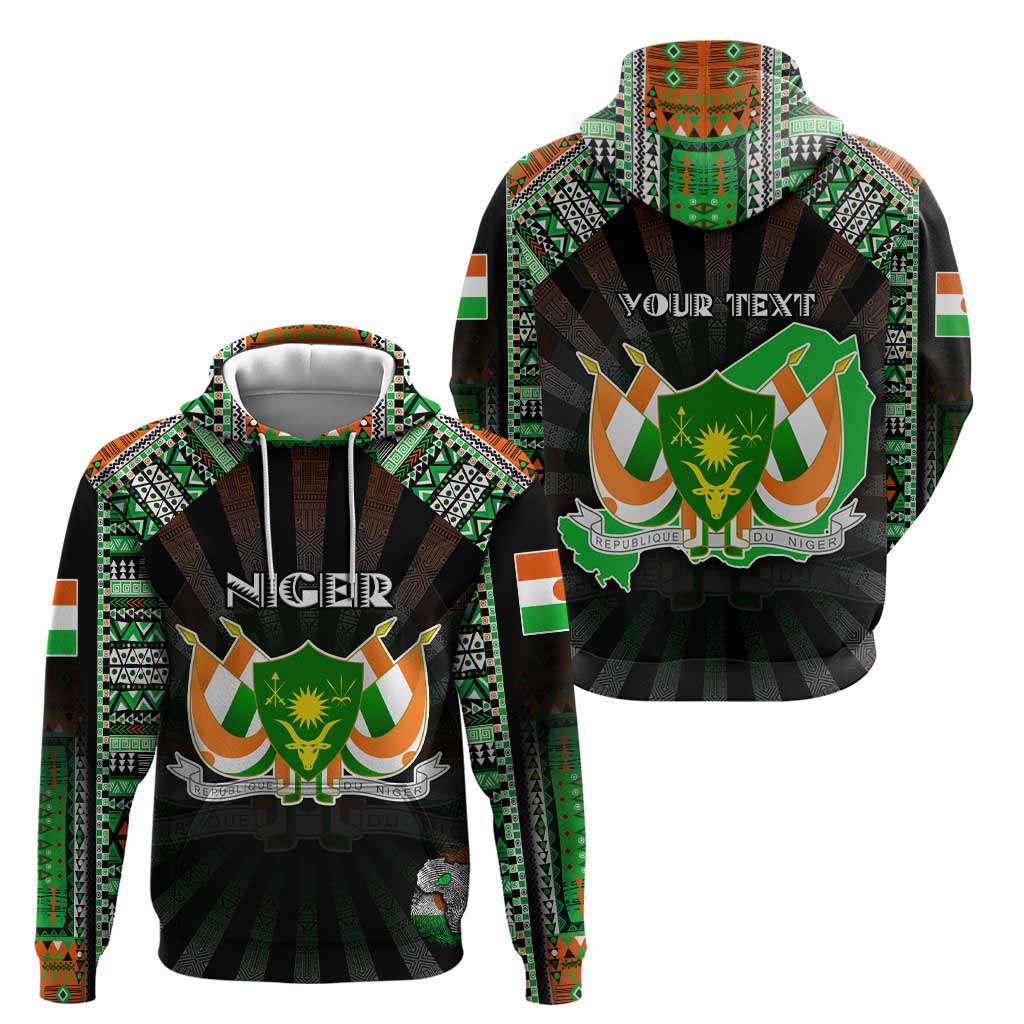 Personalized Niger Roots Zip Hoodie African Map in Fingerprint and Tribal Colors