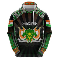 Personalized Niger Roots Zip Hoodie African Map in Fingerprint and Tribal Colors