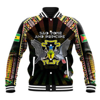 Personalized Sao Tome and Principe Roots Baseball Jacket African Map in Fingerprint and Tribal Colors