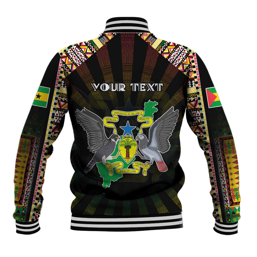 Personalized Sao Tome and Principe Roots Baseball Jacket African Map in Fingerprint and Tribal Colors