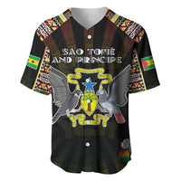 Personalized Sao Tome and Principe Roots Baseball Jersey African Map in Fingerprint and Tribal Colors
