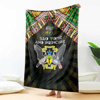 Sao Tome and Principe Roots Blanket African Map in Fingerprint and Tribal Colors