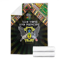Sao Tome and Principe Roots Blanket African Map in Fingerprint and Tribal Colors