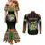Personalized Sao Tome and Principe Roots Couples Matching Mermaid Dress and Long Sleeve Button Shirt African Map in Fingerprint and Tribal Colors