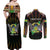 Personalized Sao Tome and Principe Roots Couples Matching Off Shoulder Maxi Dress and Long Sleeve Button Shirt African Map in Fingerprint and Tribal Colors