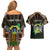 Personalized Sao Tome and Principe Roots Couples Matching Off Shoulder Short Dress and Hawaiian Shirt African Map in Fingerprint and Tribal Colors
