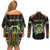 Personalized Sao Tome and Principe Roots Couples Matching Off Shoulder Short Dress and Long Sleeve Button Shirt African Map in Fingerprint and Tribal Colors