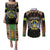 Personalized Sao Tome and Principe Roots Couples Matching Puletasi and Long Sleeve Button Shirt African Map in Fingerprint and Tribal Colors