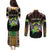 Personalized Sao Tome and Principe Roots Couples Matching Puletasi and Long Sleeve Button Shirt African Map in Fingerprint and Tribal Colors