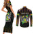 Personalized Sao Tome and Principe Roots Couples Matching Short Sleeve Bodycon Dress and Long Sleeve Button Shirt African Map in Fingerprint and Tribal Colors