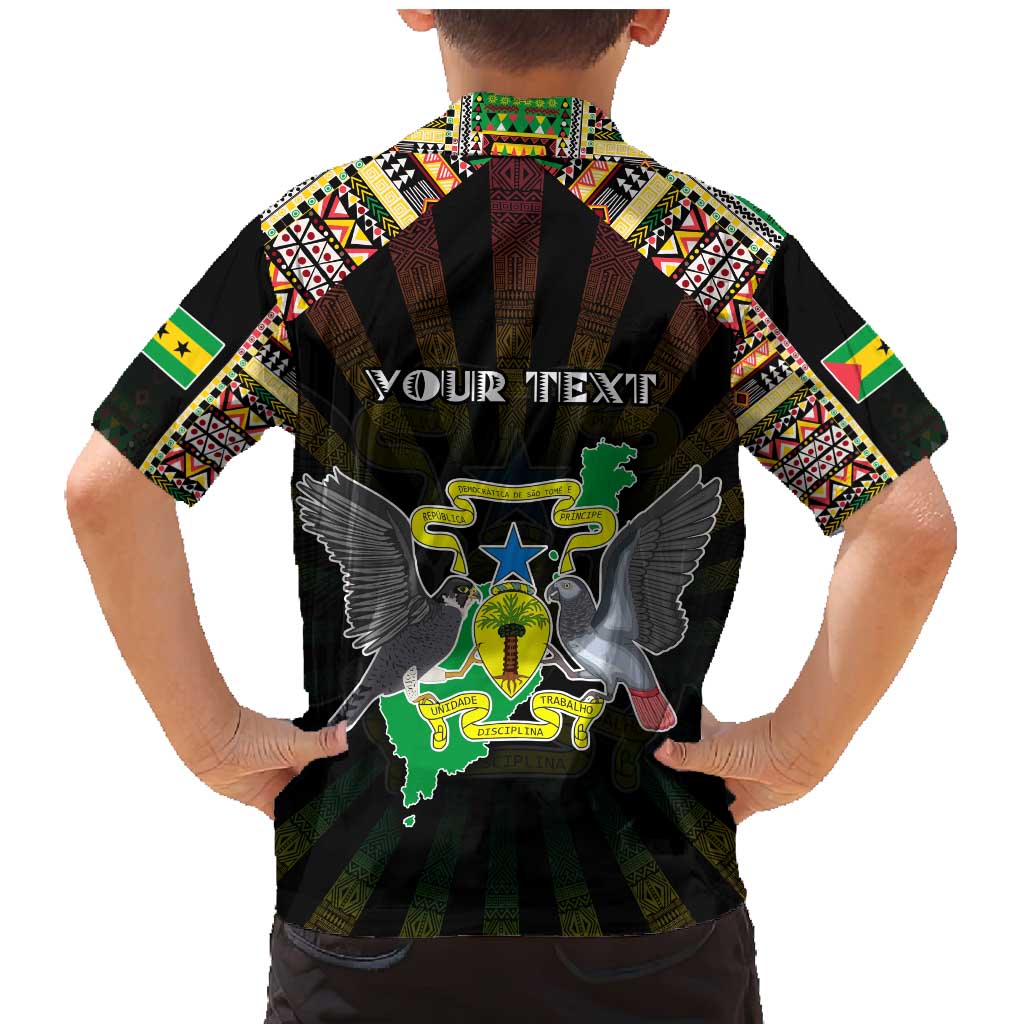 Personalized Sao Tome and Principe Roots Family Matching Mermaid Dress and Hawaiian Shirt African Map in Fingerprint and Tribal Colors