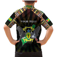 Personalized Sao Tome and Principe Roots Family Matching Mermaid Dress and Hawaiian Shirt African Map in Fingerprint and Tribal Colors