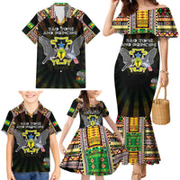 Personalized Sao Tome and Principe Roots Family Matching Mermaid Dress and Hawaiian Shirt African Map in Fingerprint and Tribal Colors