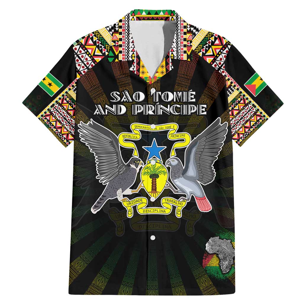 Personalized Sao Tome and Principe Roots Family Matching Mermaid Dress and Hawaiian Shirt African Map in Fingerprint and Tribal Colors