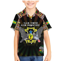 Personalized Sao Tome and Principe Roots Family Matching Mermaid Dress and Hawaiian Shirt African Map in Fingerprint and Tribal Colors