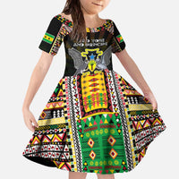 Personalized Sao Tome and Principe Roots Family Matching Off The Shoulder Long Sleeve Dress and Hawaiian Shirt African Map in Fingerprint and Tribal Colors
