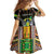 Personalized Sao Tome and Principe Roots Family Matching Off The Shoulder Long Sleeve Dress and Hawaiian Shirt African Map in Fingerprint and Tribal Colors