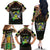 Personalized Sao Tome and Principe Roots Family Matching Off The Shoulder Long Sleeve Dress and Hawaiian Shirt African Map in Fingerprint and Tribal Colors