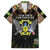 Personalized Sao Tome and Principe Roots Family Matching Off The Shoulder Long Sleeve Dress and Hawaiian Shirt African Map in Fingerprint and Tribal Colors
