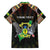 Personalized Sao Tome and Principe Roots Family Matching Off The Shoulder Long Sleeve Dress and Hawaiian Shirt African Map in Fingerprint and Tribal Colors