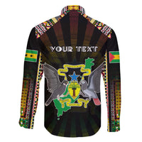 Personalized Sao Tome and Principe Roots Family Matching Off The Shoulder Long Sleeve Dress and Hawaiian Shirt African Map in Fingerprint and Tribal Colors