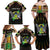 Personalized Sao Tome and Principe Roots Family Matching Off Shoulder Maxi Dress and Hawaiian Shirt African Map in Fingerprint and Tribal Colors