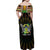 Personalized Sao Tome and Principe Roots Family Matching Off Shoulder Maxi Dress and Hawaiian Shirt African Map in Fingerprint and Tribal Colors