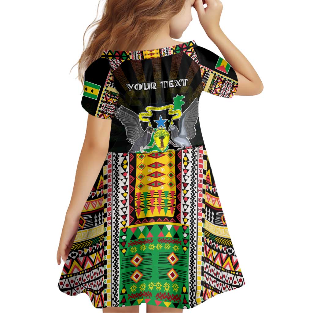 Personalized Sao Tome and Principe Roots Family Matching Off Shoulder Short Dress and Hawaiian Shirt African Map in Fingerprint and Tribal Colors