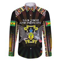 Personalized Sao Tome and Principe Roots Family Matching Puletasi and Hawaiian Shirt African Map in Fingerprint and Tribal Colors