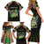 Personalized Sao Tome and Principe Roots Family Matching Short Sleeve Bodycon Dress and Hawaiian Shirt African Map in Fingerprint and Tribal Colors