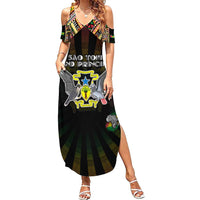 Personalized Sao Tome and Principe Roots Family Matching Summer Maxi Dress and Hawaiian Shirt African Map in Fingerprint and Tribal Colors