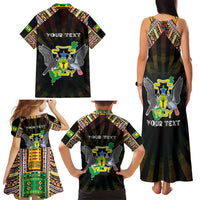 Personalized Sao Tome and Principe Roots Family Matching Tank Maxi Dress and Hawaiian Shirt African Map in Fingerprint and Tribal Colors