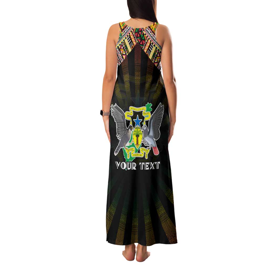 Personalized Sao Tome and Principe Roots Family Matching Tank Maxi Dress and Hawaiian Shirt African Map in Fingerprint and Tribal Colors