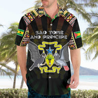 Personalized Sao Tome and Principe Roots Hawaiian Shirt African Map in Fingerprint and Tribal Colors
