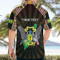 Personalized Sao Tome and Principe Roots Hawaiian Shirt African Map in Fingerprint and Tribal Colors