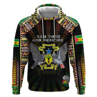 Personalized Sao Tome and Principe Roots Hoodie African Map in Fingerprint and Tribal Colors